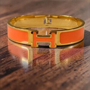 Orange And Gold Clamper Bangle